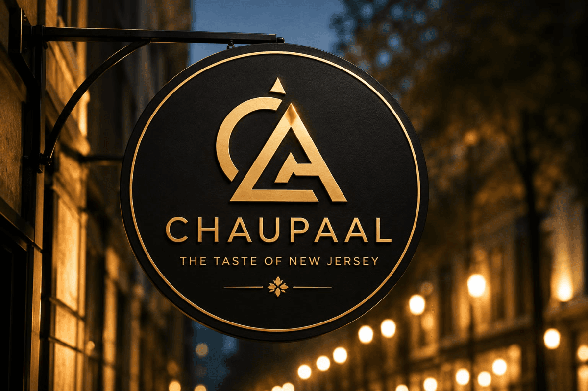 The Chaupaal sign over the street